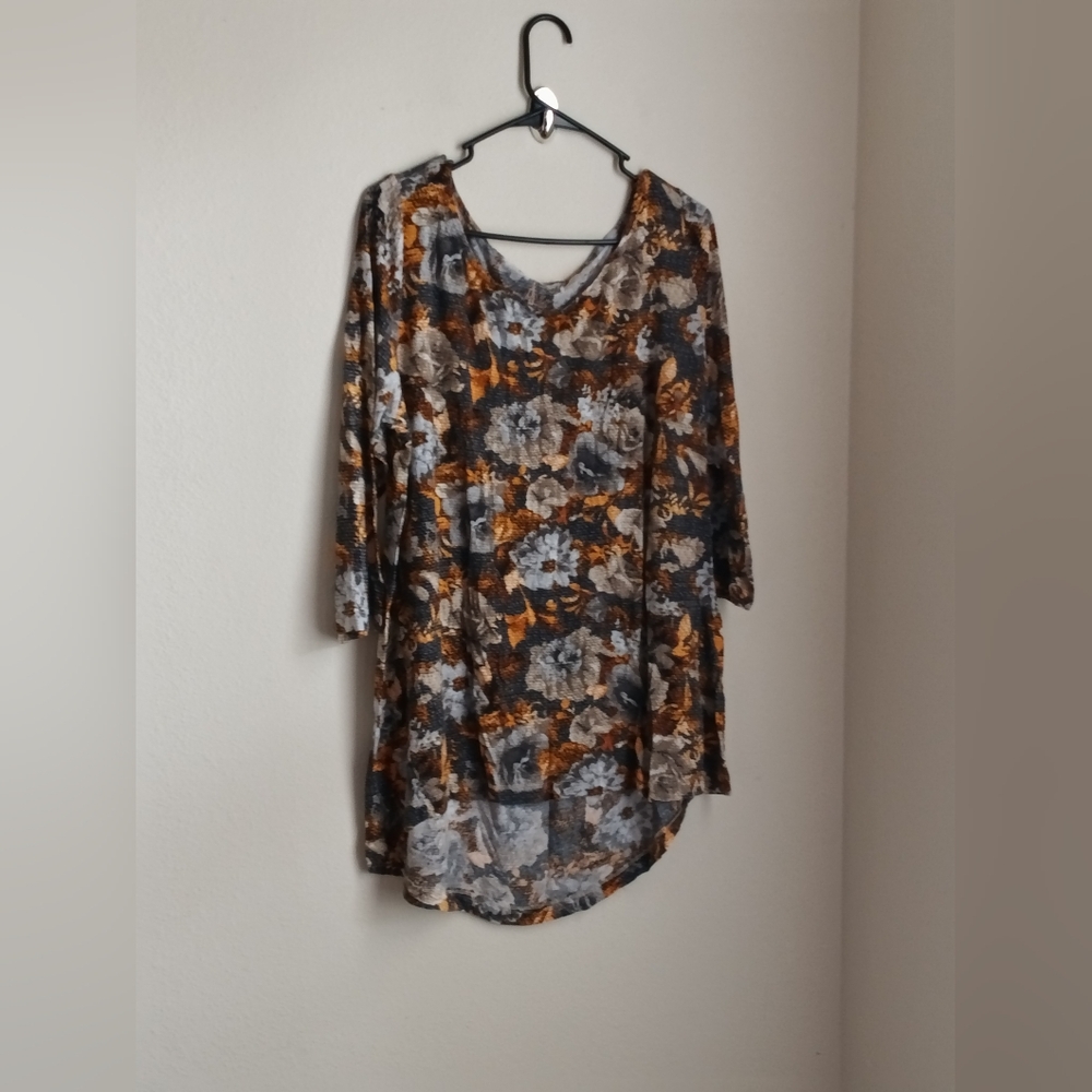 Unbranded Blouse Women 1X/2XL Multicolor Elegant Floral Tunic Versatile Office